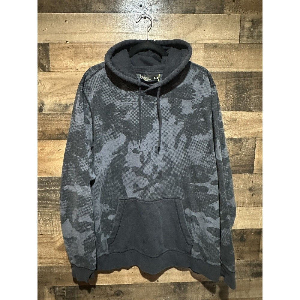 Under Armour Black Gray Camo Sweatshirt Hoodie Mens XL Loose